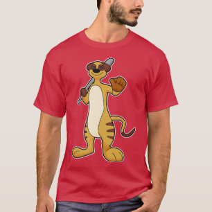 Camiseta Meerkat como jogador de beisebol com bastão de bei