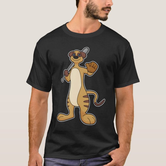 Camiseta Meerkat como jogador de beisebol com bastão de bei (Frente)