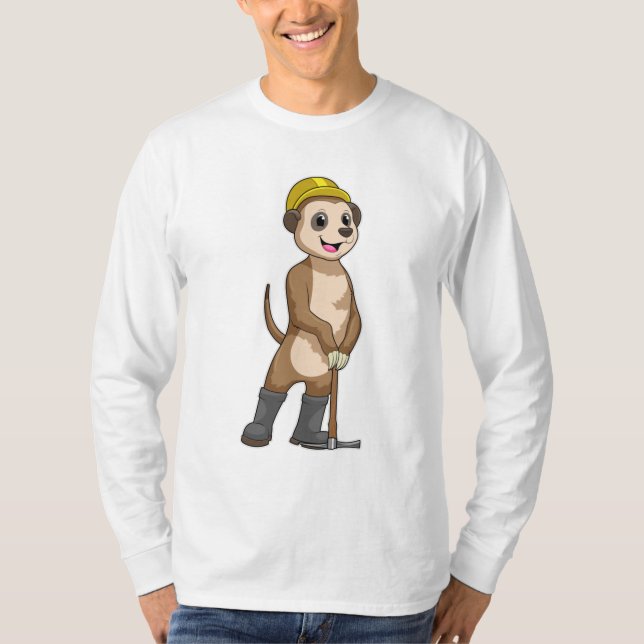 Camiseta Meerkat como Miner com Pickaxe (Frente)