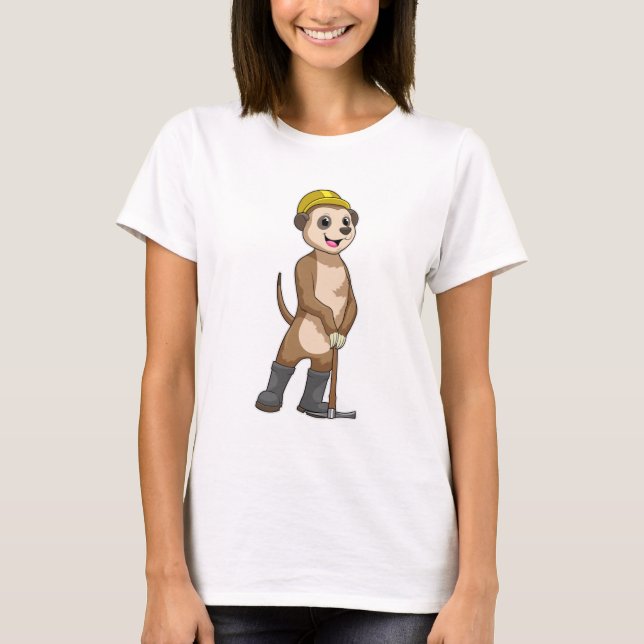 Camiseta Meerkat como Miner com Pickaxe (Frente)