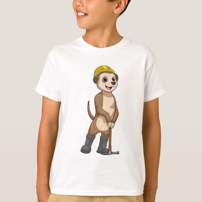 Camiseta Meerkat como Miner com Pickaxe (Frente)