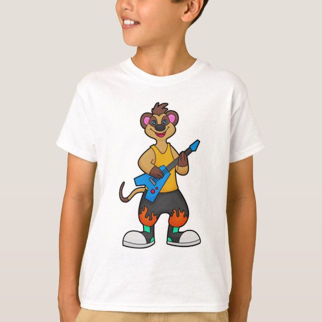 Camiseta Meerkat como músico com violão (Frente)