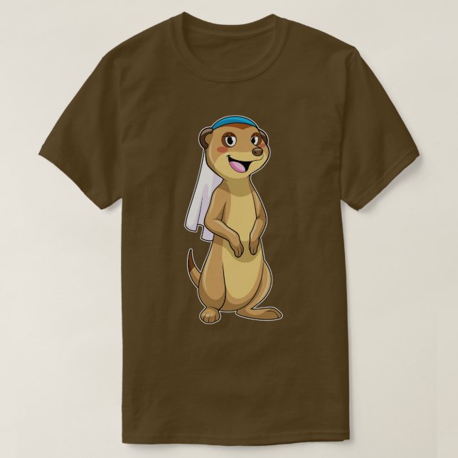 Camiseta Meerkat como noiva com véu (Frente do Design)