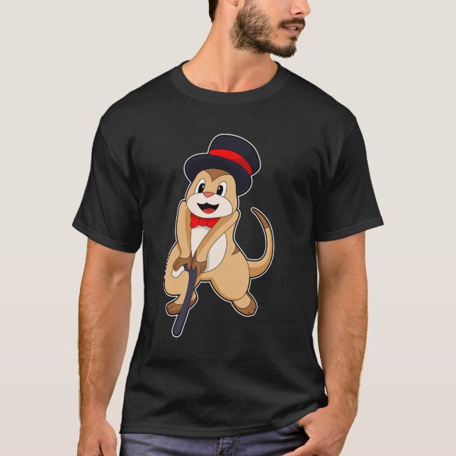 Camiseta Meerkat como pensionista com bengalê (Frente)