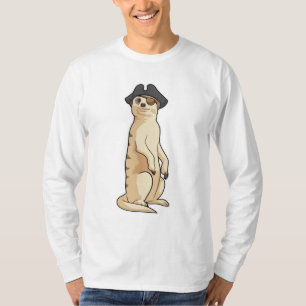 Camiseta Meerkat como pirata com chapéu pirata