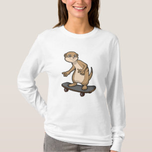 Camiseta Meerkat como skater com skate