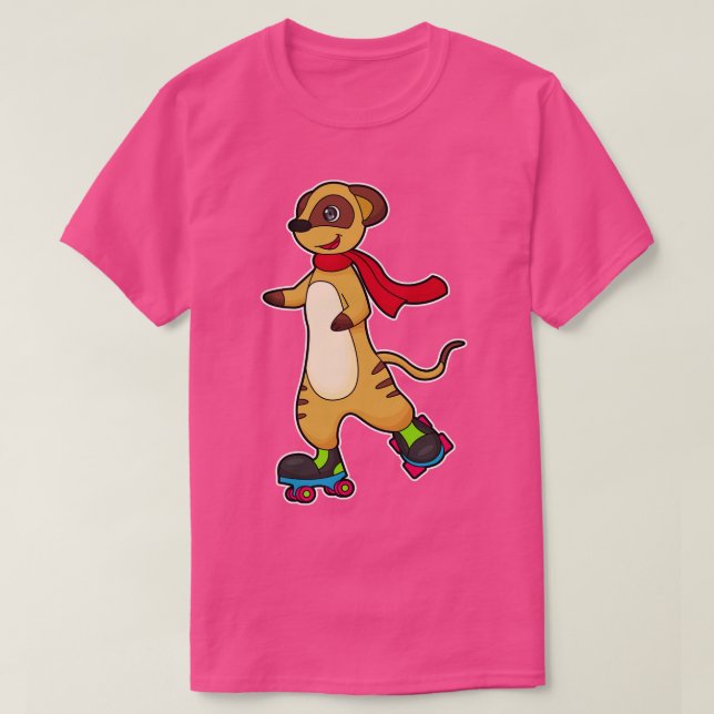 Camiseta Meerkat como Skater com skates Roller (Frente do Design)