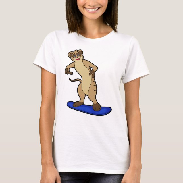 Camiseta Meerkat como Snowboarder com Snowboard (Frente)