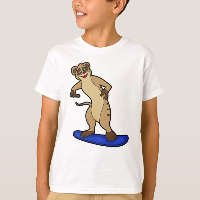 Camiseta Meerkat como Snowboarder com Snowboard (Frente)