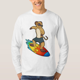 Camiseta Meerkat como Surfer com Surfboard