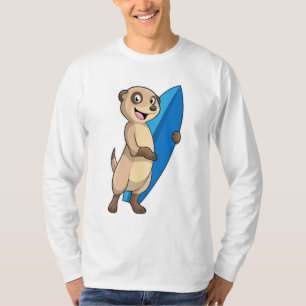 Camiseta Meerkat como Surfer com Surfboard