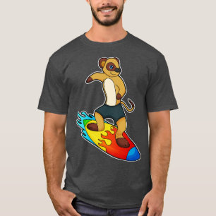 Camiseta Meerkat como Surfer com Surfboard
