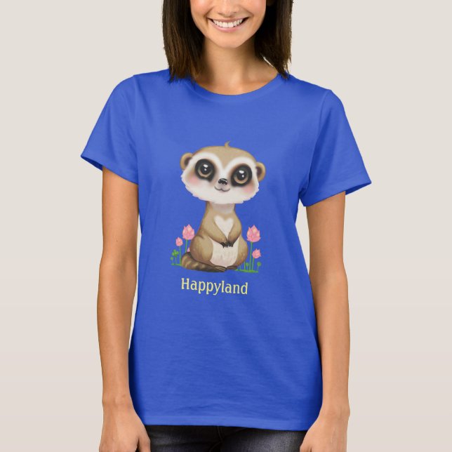 Camiseta Meerkat e flores bonitas personalizadas (Frente)