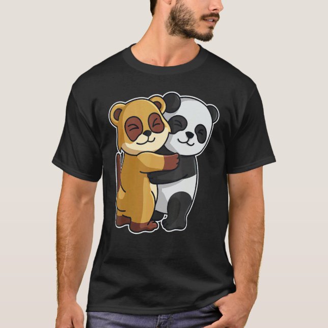 Camiseta Meerkat E Panda Cute Animais Para Mulheres Animal  (Frente)