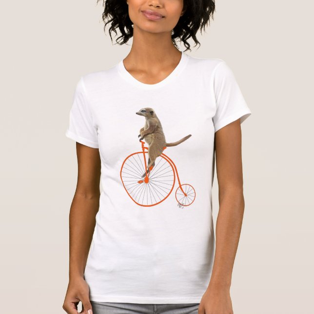 Camiseta Meerkat em Orange Penny Farthing (Frente)