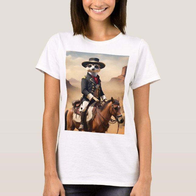 Camiseta Meerkat Em Um Cavalo Pode Ser O Único Estranho (Frente)