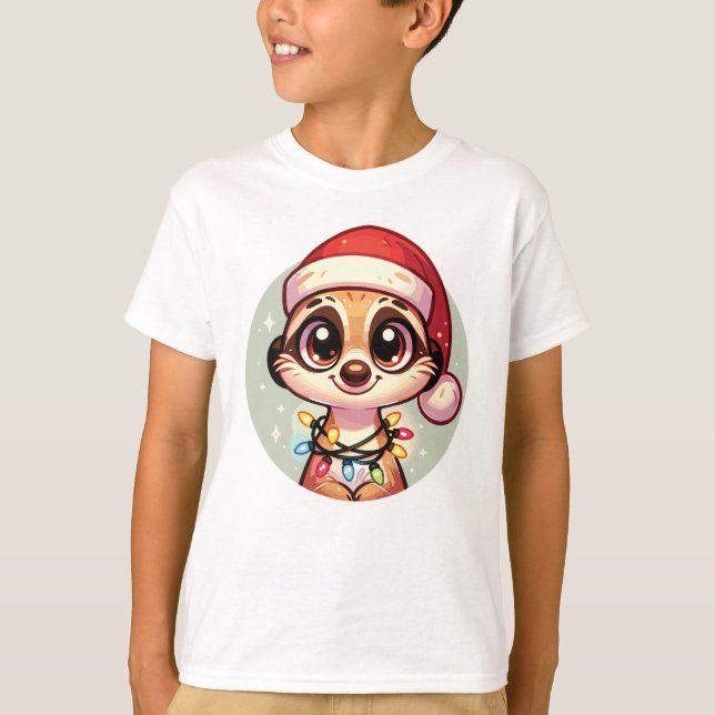 Camiseta Meerkat Felry Natal Animais de inverno Meerkats (Frente)