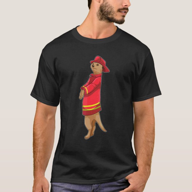 Camiseta Meerkat Firefighter Fire Department Helmet (Frente)