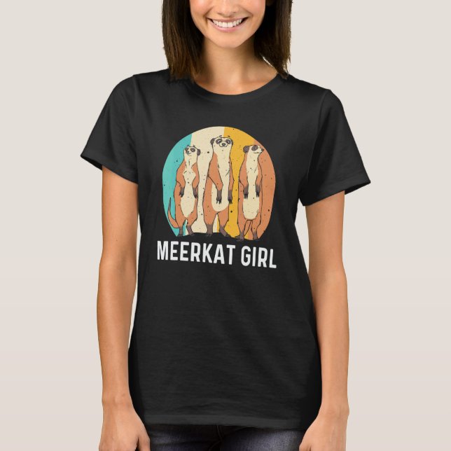 Camiseta Meerkat For Girls Kids Retro Wildlife Zoo Animal (Frente)