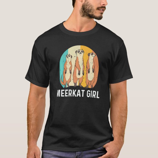 Camiseta Meerkat For Girls Kids Retro Wildlife Zoo Animal (Frente)