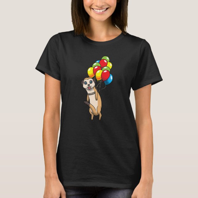 Camiseta Meerkat Hang Em Balões Suricida Com A Anima Africa (Frente)
