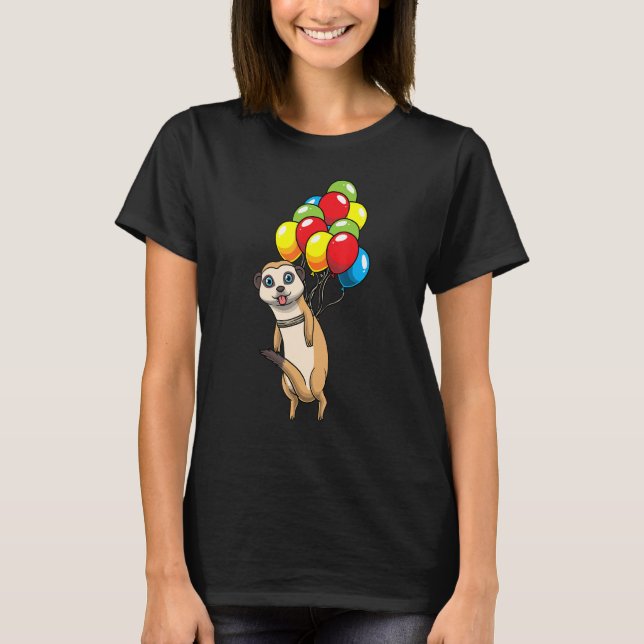 Camiseta Meerkat Hang Em Balões Suricida Com A Anima Africa (Frente)