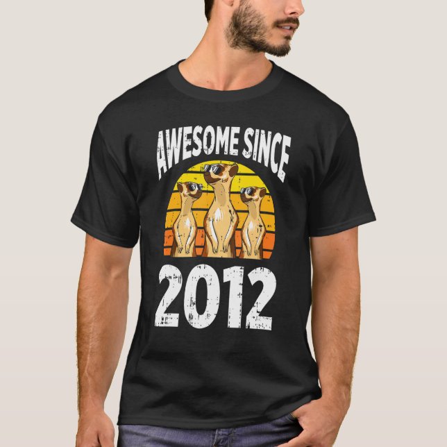 Camiseta Meerkat Incrível Desde 2012 10º Aniversário 10 Ano (Frente)