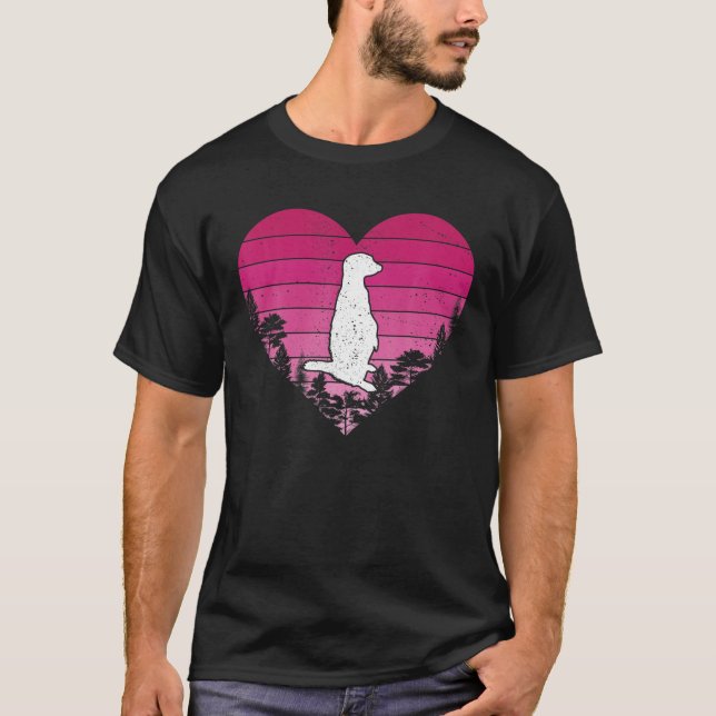 Camiseta Meerkat Lover Retro Vintage Heart Meerkat Valentin (Frente)