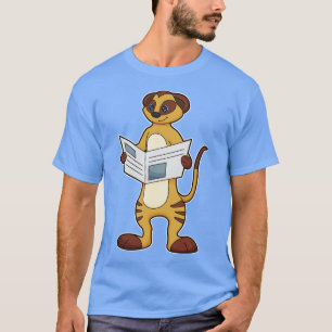 Camiseta Meerkat na leitura de um jornal
