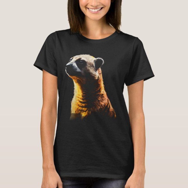 Camiseta Meerkat Trabalho de arte Animal Meerkat 3 (Frente)