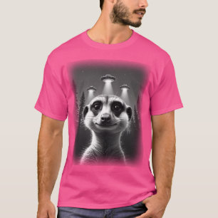 Camiseta Meerkat Ufo Animal Selfie Uma Frente Divertida E H