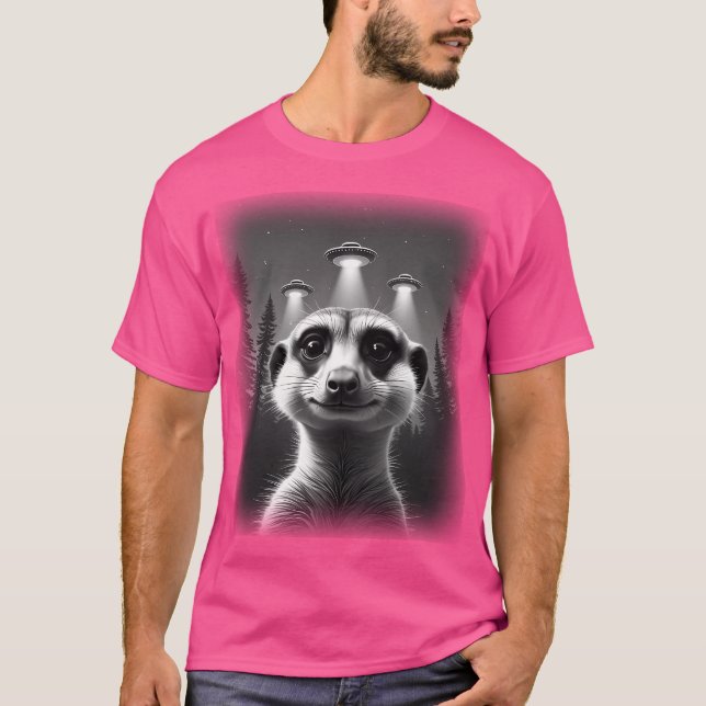 Camiseta Meerkat Ufo Animal Selfie Uma Frente Divertida E H (Frente)