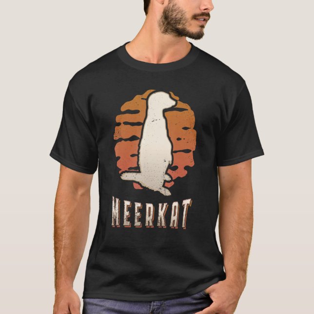 Camiseta Meerkat Vintage Retro Classic Animal Sunset (Frente)