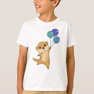 Camiseta Meerkat Voa Com Balões Animais Curiosos Para Bebê