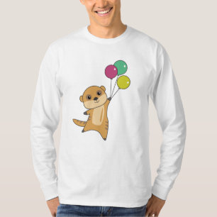 Camiseta Meerkat Voa Com Balões Animais Curiosos Para Bebê