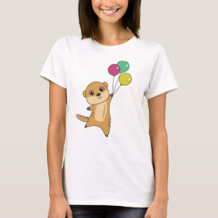 Camiseta Meerkat Voa Com Balões Animais Curiosos Para Bebê
