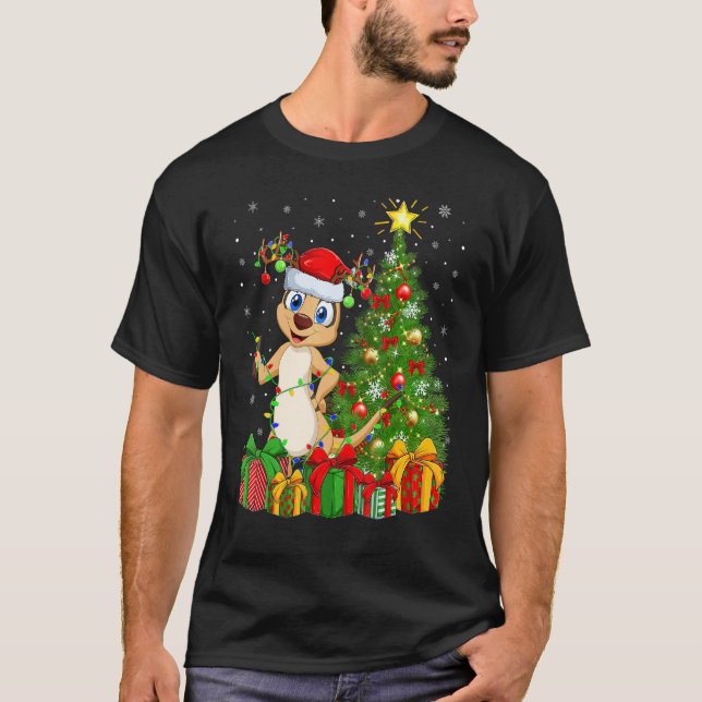 Camiseta Meerkat   Xmas Holiday Santa Meerkat Christmas Tre (Frente)