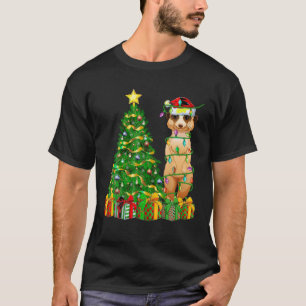 Camiseta Meerkat Xmas Tree Lighting Papais noeis Meerkat no