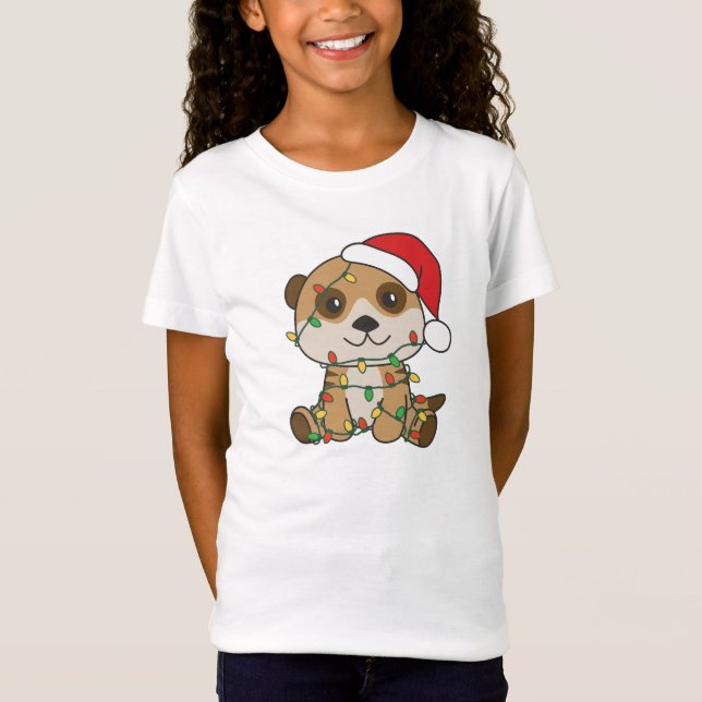Camiseta Meerkats de Natal de Animais de inverno (Frente)