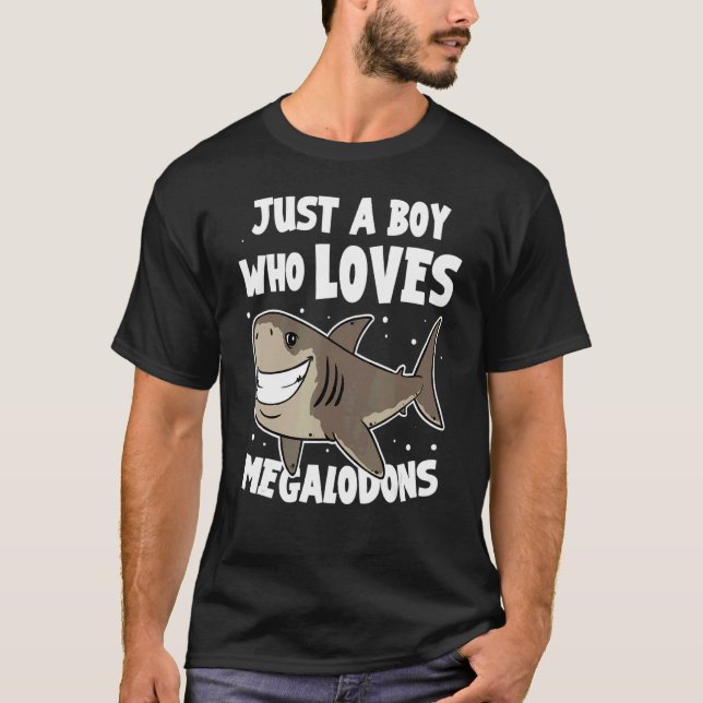 Camiseta Meg Shark Apenas Um Menino Que Ama Megalodons (Frente)