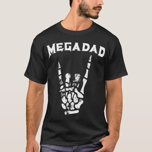 Camiseta Megadad Rock Heavy Metal Guitar Pai (Frente)