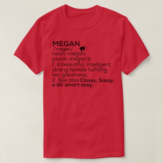 Camiseta Megan Name Definition Megan Nome feminino (Frente do Design)