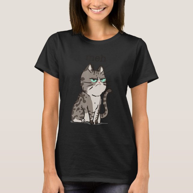 Camiseta Meh Cat  Feline  Kitten Adorable Kitty (Frente)