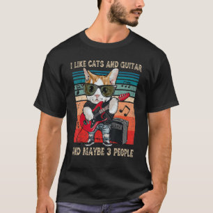 Camiseta Meh Cat & Guitar Para Cat