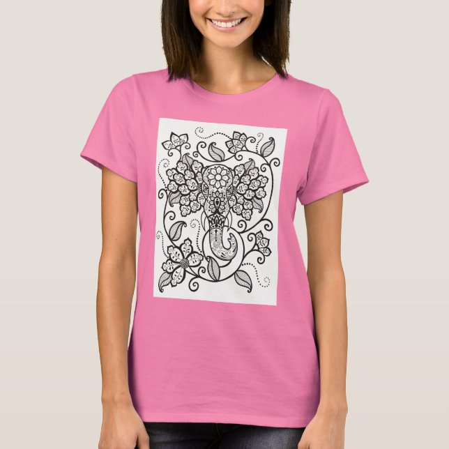 Camiseta Mehndi Elephant T Shirt (Frente)