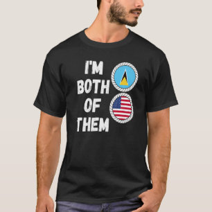 Camiseta Meia-americana e Santo Lucian Santo Lucia Flag Ele