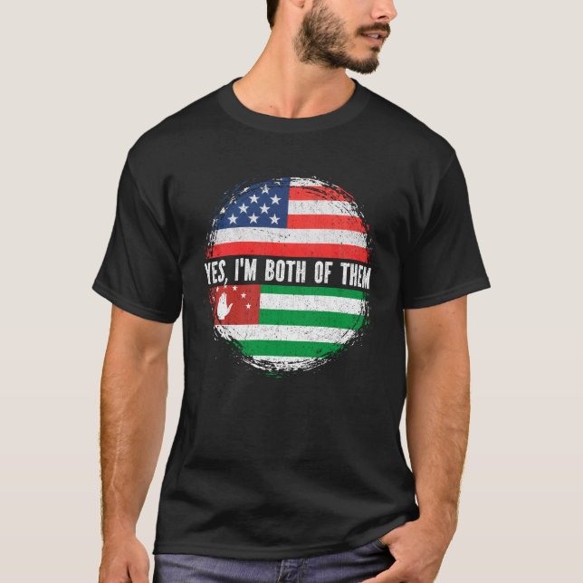 Camiseta Meia-americana Half Abchazian EUA Flag Abkhazia (Frente)