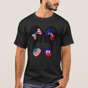 Camiseta Meia-americana Half Haitian Girl USA