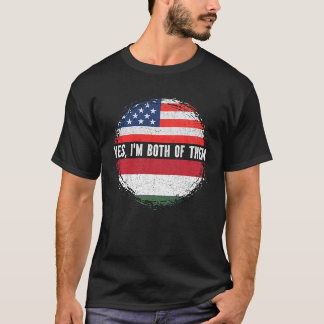 Camiseta Meia-americana Half Húngaro EUA Flag Hungria (Frente)