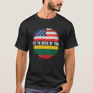 Camiseta Meia-Americana Half Lituano EUA Flag Lituânia